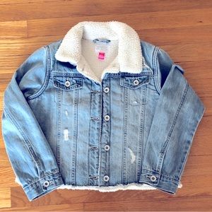 Girls Distressed Sherpa Lined Jean Jacket